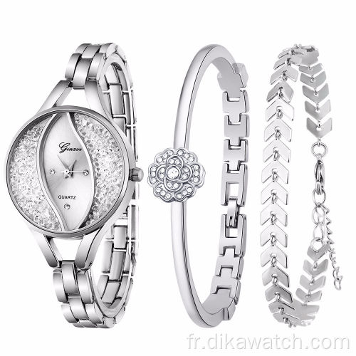 3 PCS Charme Conception Spéciale Montre Ensemble Cadeau Bracelet Montre À Quartz Petit Cadran Bracelets Dorés Ensembles Cadeaux avec Boîte-Cadeau Montre-Bracelet